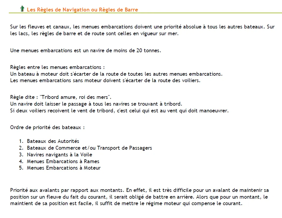 Règles de navigation
